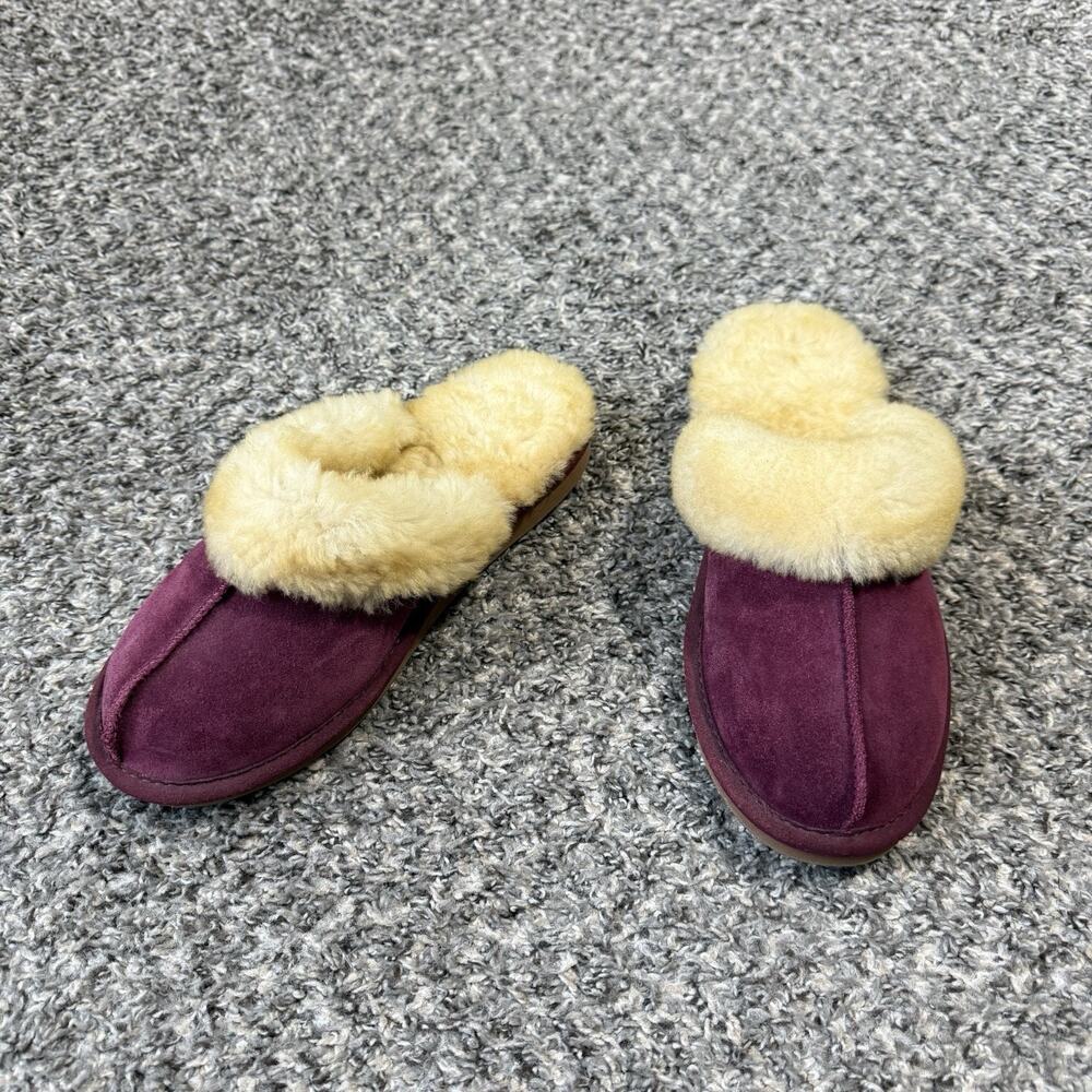 L.L.Bean Women's Sherpa Lined Slippers Mule Slip On Shoe Burgundy Size 8 New - Picture 2 of 7